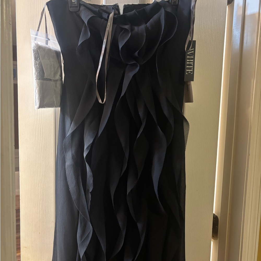 David’s Bridal Strapless Crinkle Chiffon Dress with Raw Edge - Picture 2 of 10